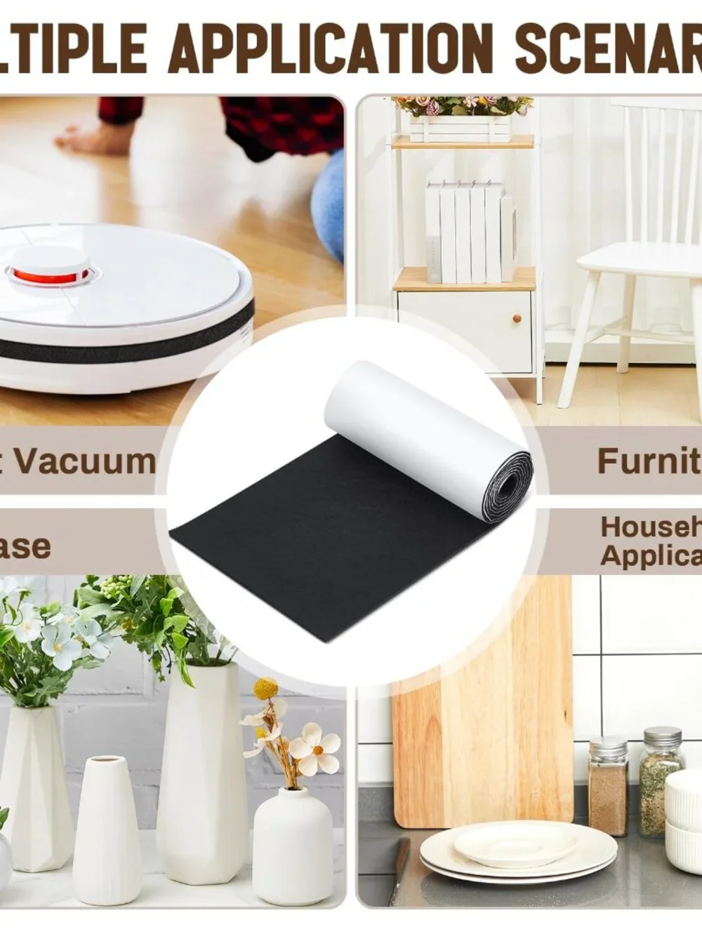Fullhawl Large Felt Furniture Pads 8 x 60 Inch Non Slip Self Adhesive Heavy Duty